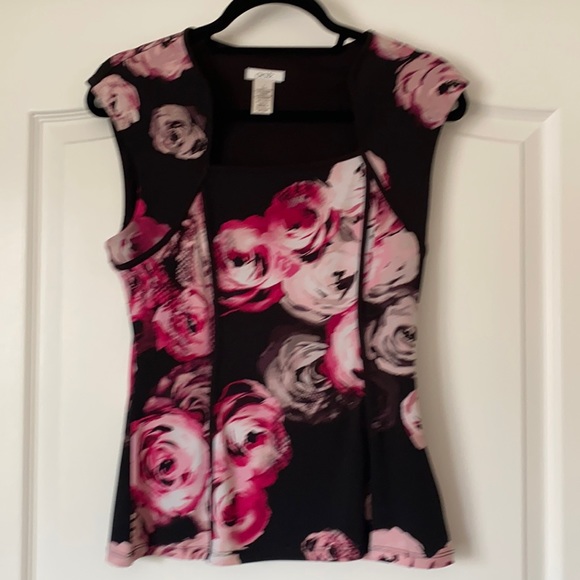 Cache Tops - Cache Brand pink and black floral top